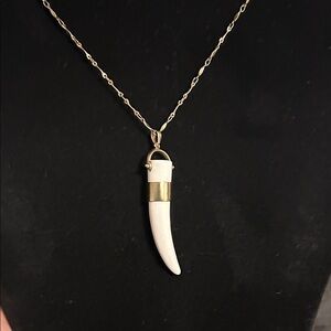 Chico's Gold and Cream Horn Pendant Necklace